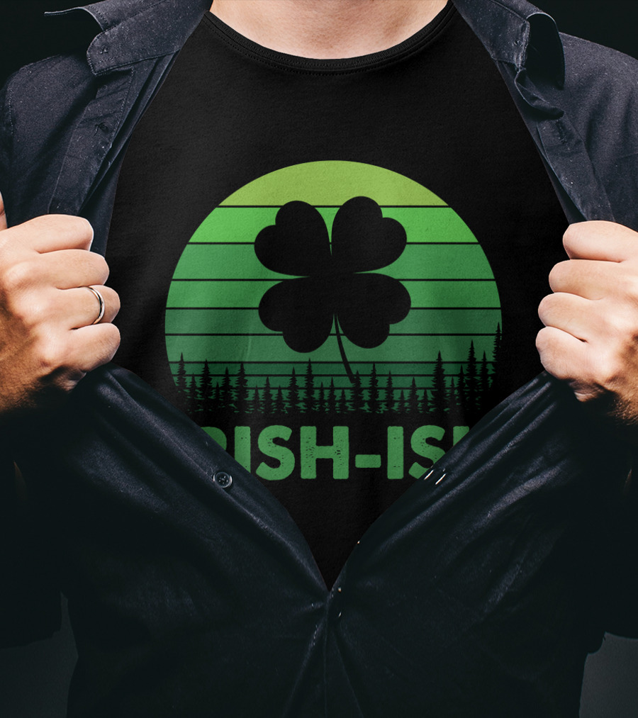 IRISH-ISH Shamrock Sunset Forest Lines T-Shirt