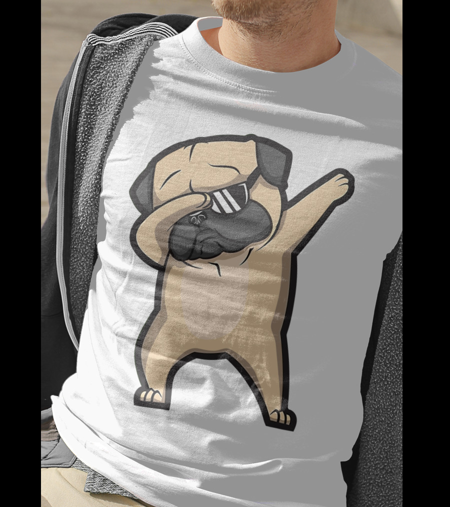 Bull Dog Dabbing Pug With Black Shades T-Shirt