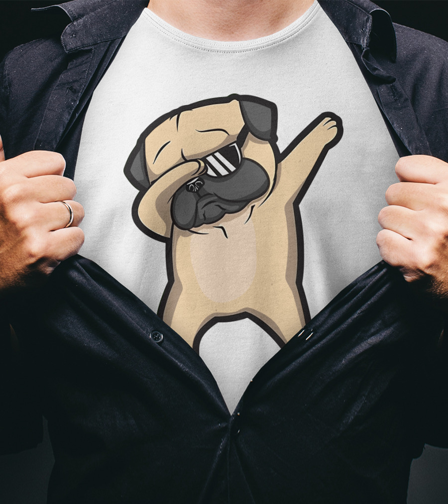 Bull Dog Dabbing Pug With Black Shades T-Shirt