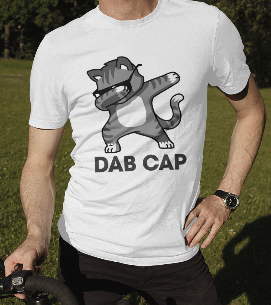 Dab Cap Funny Cat In Sunglasses Dabbing T-Shirt