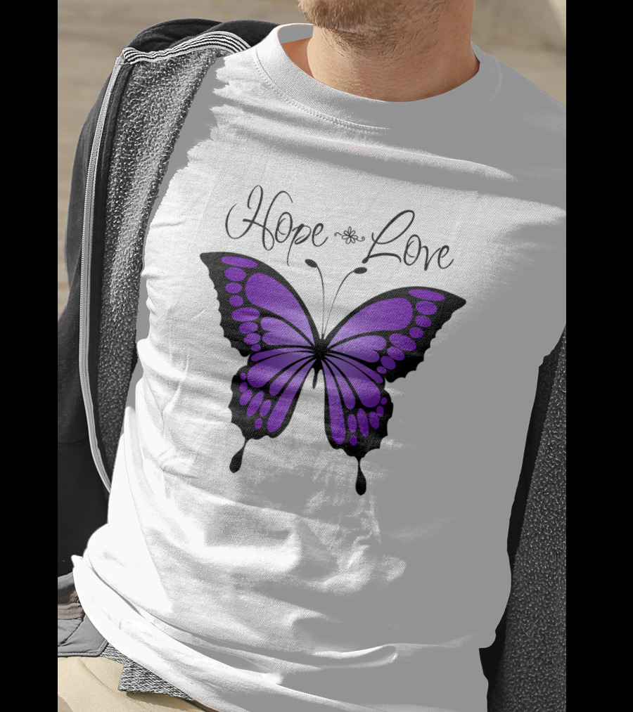 Hope Love Purple Butterfly T-Shirt