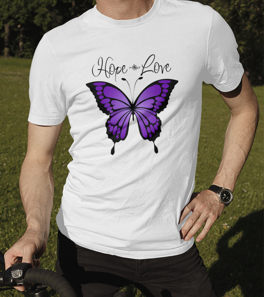 Hope Love Purple Butterfly T-Shirt