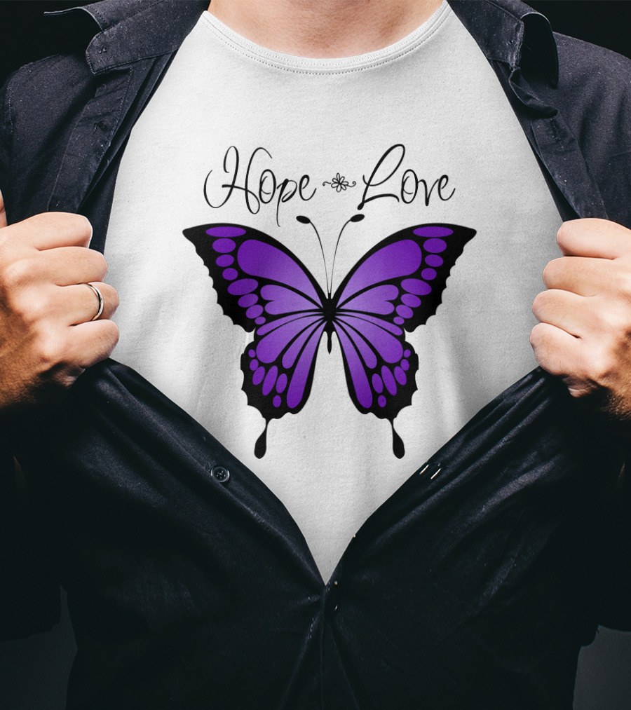 Hope Love Purple Butterfly T-Shirt