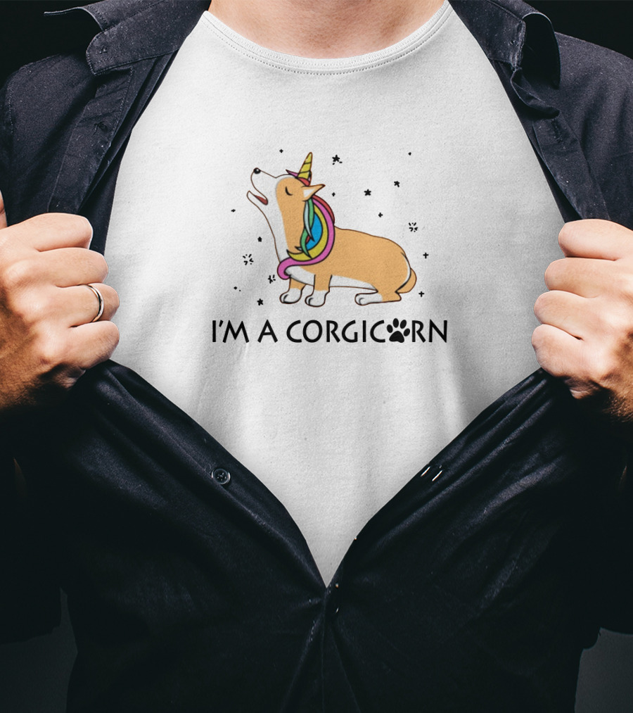 I'm A Corgicorn Unicorn Dog With Rainbow Mane And Sparkles T-Shirt