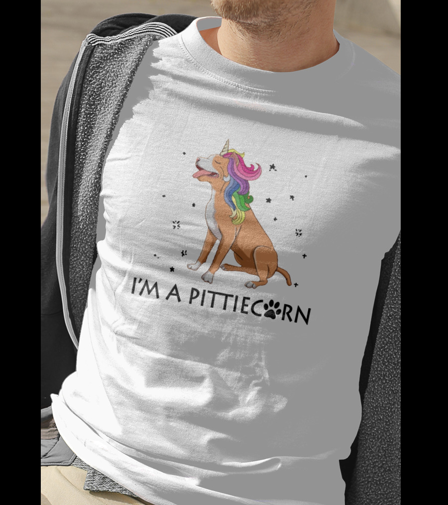 I'm A Pittiecorn Unicorn Dog With Rainbow Mane Stars T-Shirt