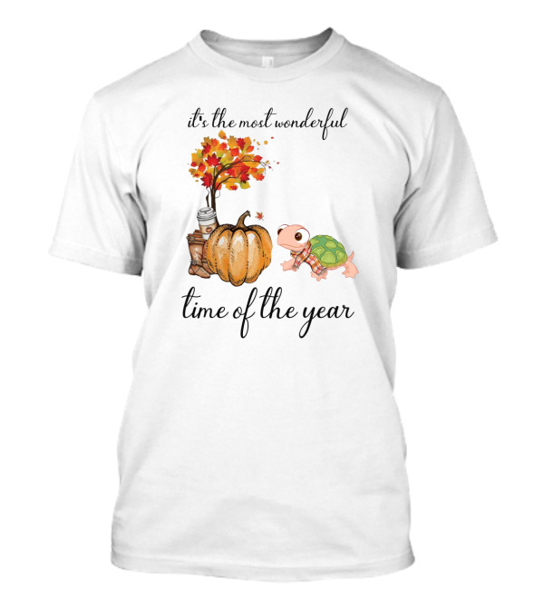 It's The Most Wonderful Time Of The Year Turtles Autumn Pumpkin Leaf T-Shirt