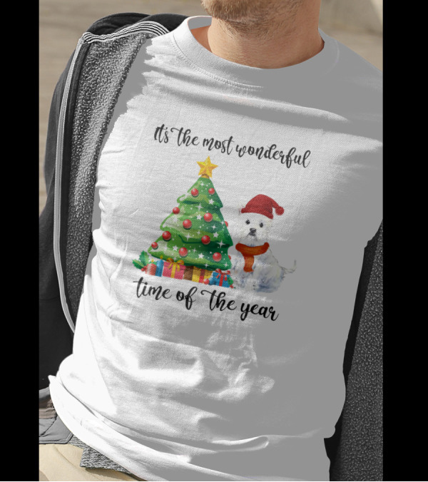 It's The Most Wonderful Time Of The Year Christmas Tree And Dog T-Shirt