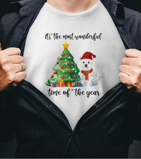 It's The Most Wonderful Time Of The Year Christmas Tree And Dog T-Shirt