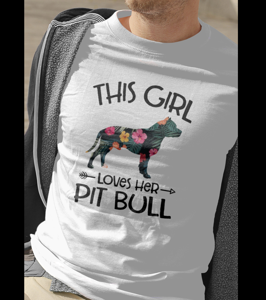 This Girl Loves Her Pit Bull Floral Dog T-Shirt