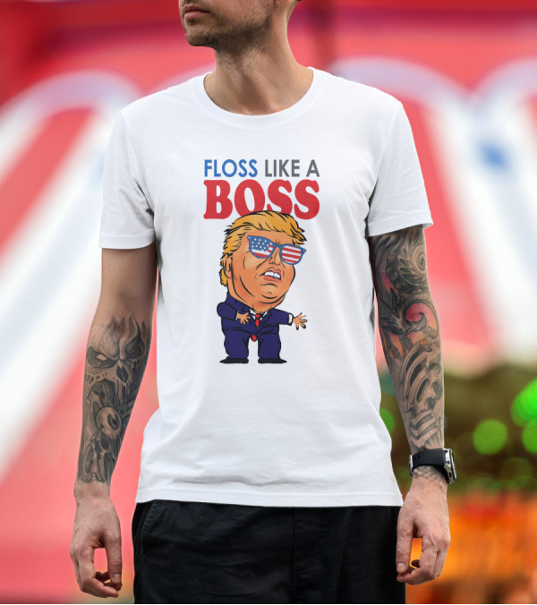 Premium T-Shirt: Floss Like a Boss Trump American Flag Sunglasses T-Shirt Floss Like a Boss Trump American Flag Sunglasses T-Shirt