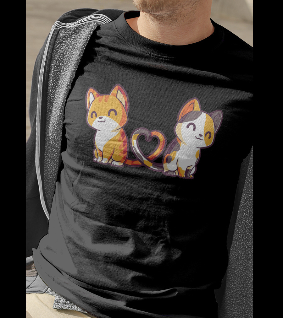 Smiling Cats With Heart-Shaped Tails T-Shirt