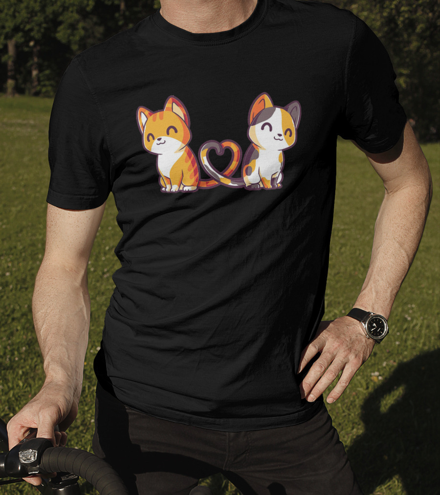 Smiling Cats With Heart-Shaped Tails T-Shirt