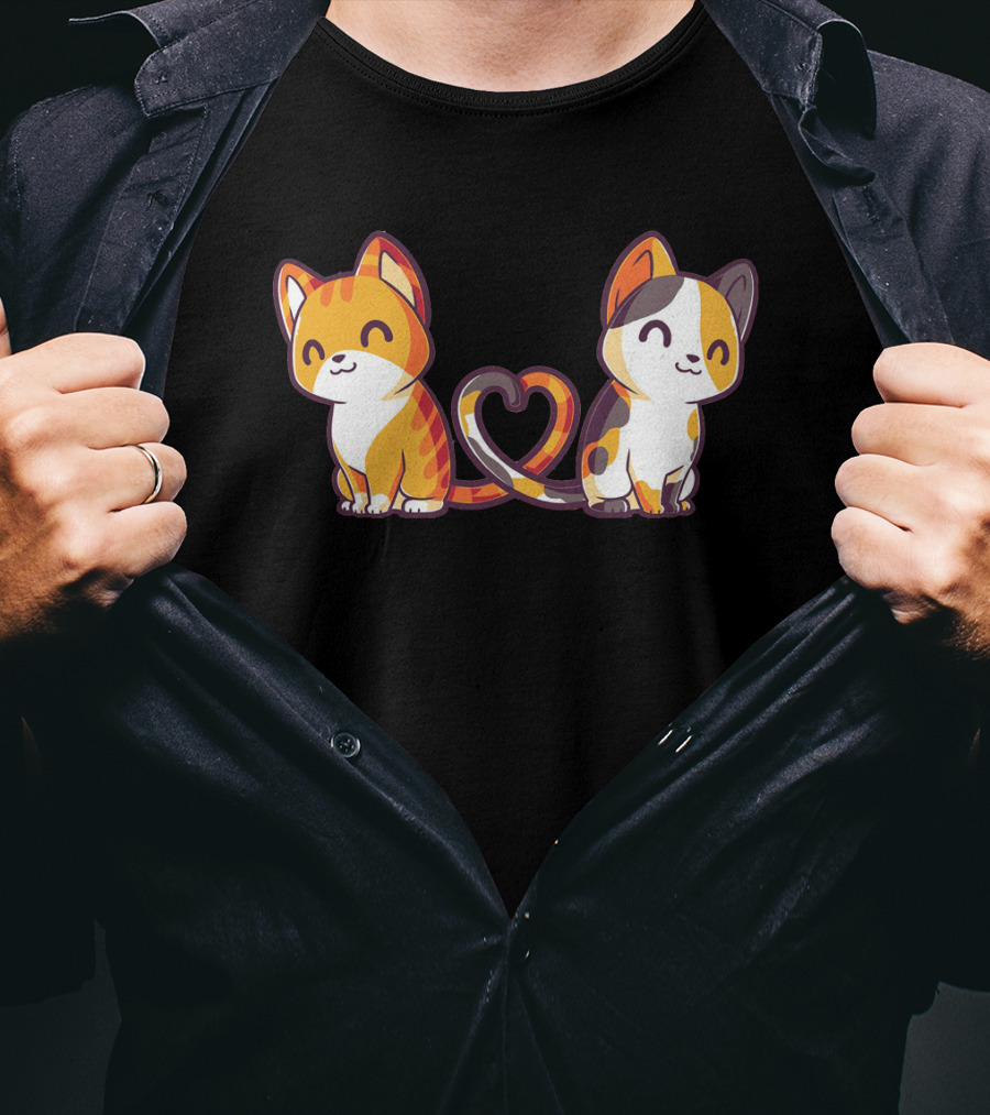 Smiling Cats With Heart-Shaped Tails T-Shirt