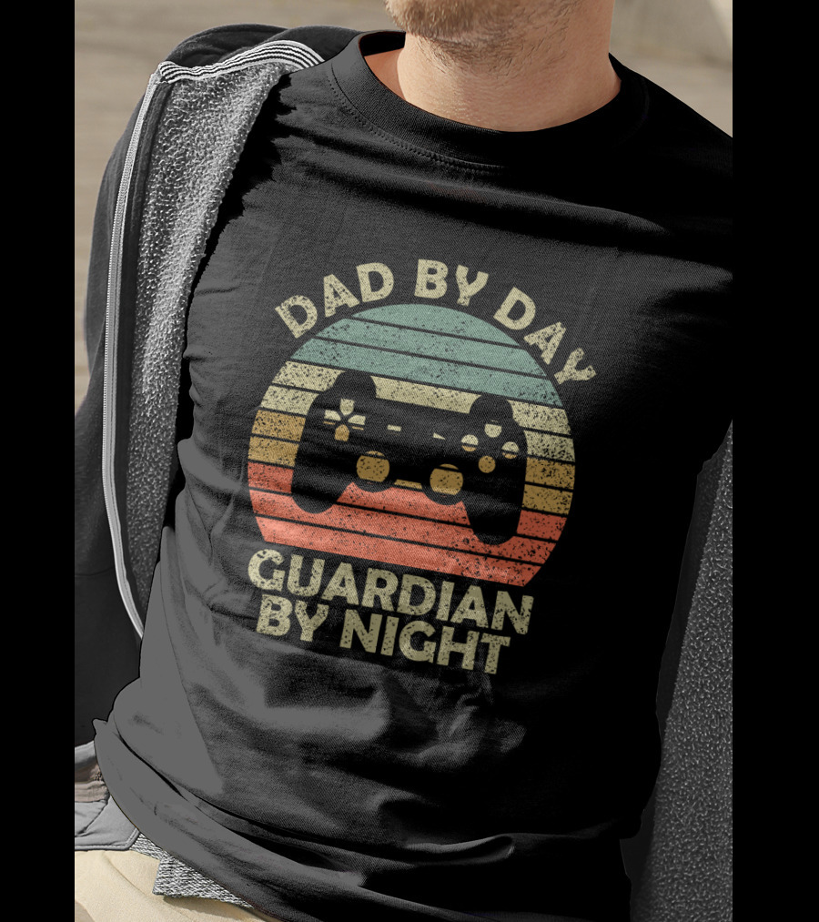 Dad By Day Guardian By Night Retro Game Controller T-Shirt
