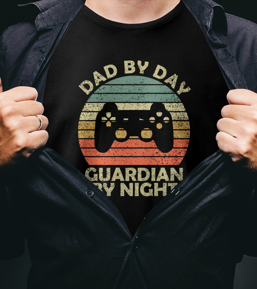 Dad By Day Guardian By Night Retro Game Controller T-Shirt