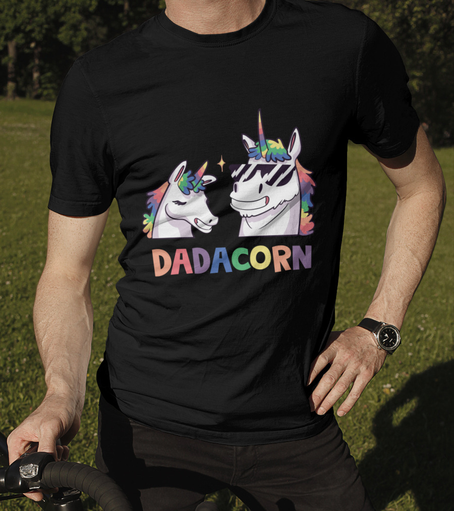 Dadacorn Daddy And Child Unicorn Magic Rainbow Mane Duo T-Shirt