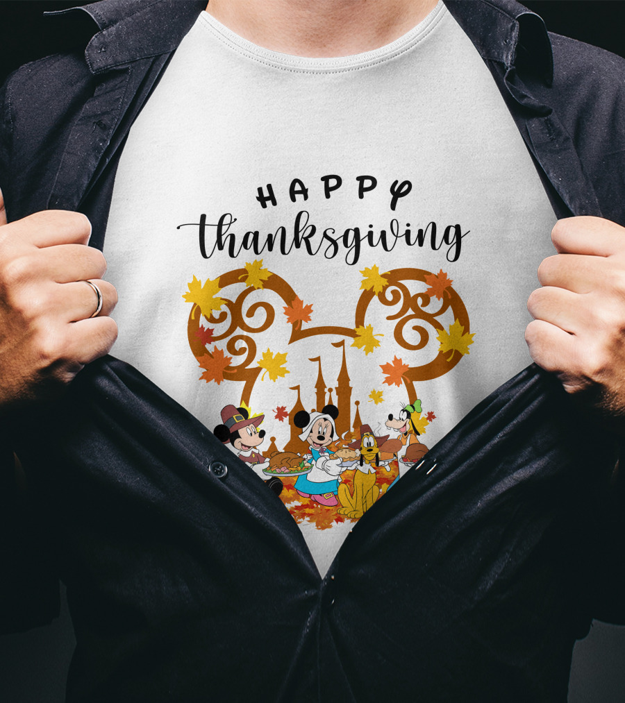 Happy Thanksgiving Disney Characters Festive T-Shirt
