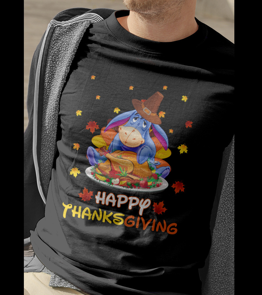 Eeyore Happy Thanksgiving Turkey Feast Leaves T-Shirt
