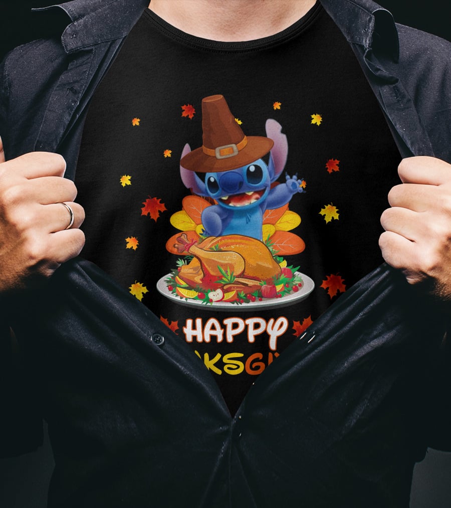Happy Thanksgiving Stitch Turkey Feast T-Shirt