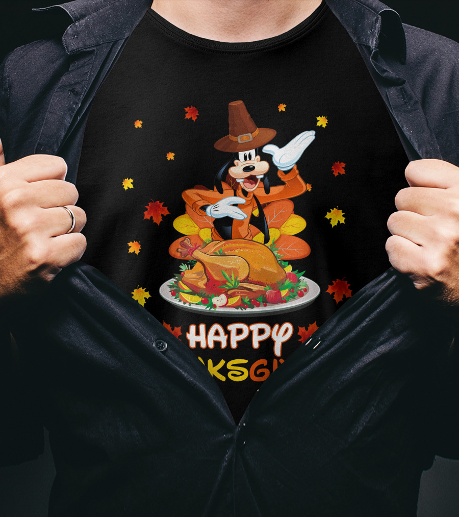 Happy Thanksgiving Goofy Pilgrim Turkey Feast T-Shirt