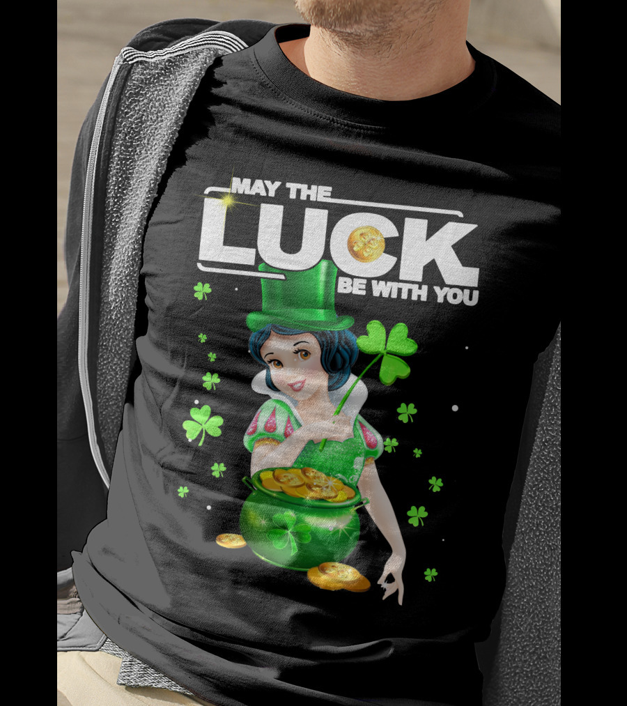 May The Luck Be With You Snow White Pot Of Gold And Shamrocks T-Shirt