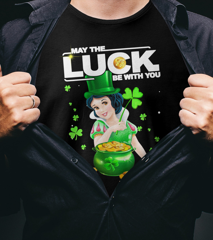 May The Luck Be With You Snow White Pot Of Gold And Shamrocks T-Shirt