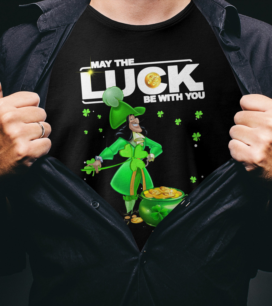 May The Luck Be With You Hook Luck Captain Green Coins Shamrock Pot T-Shirt