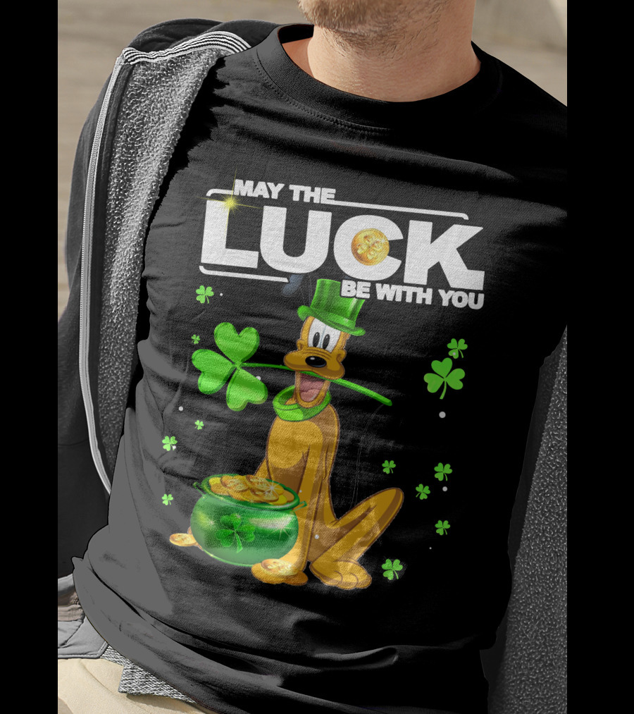 May The Luck Be With You Pluto St. Patrick's Day Coins And Shamrocks T-Shirt