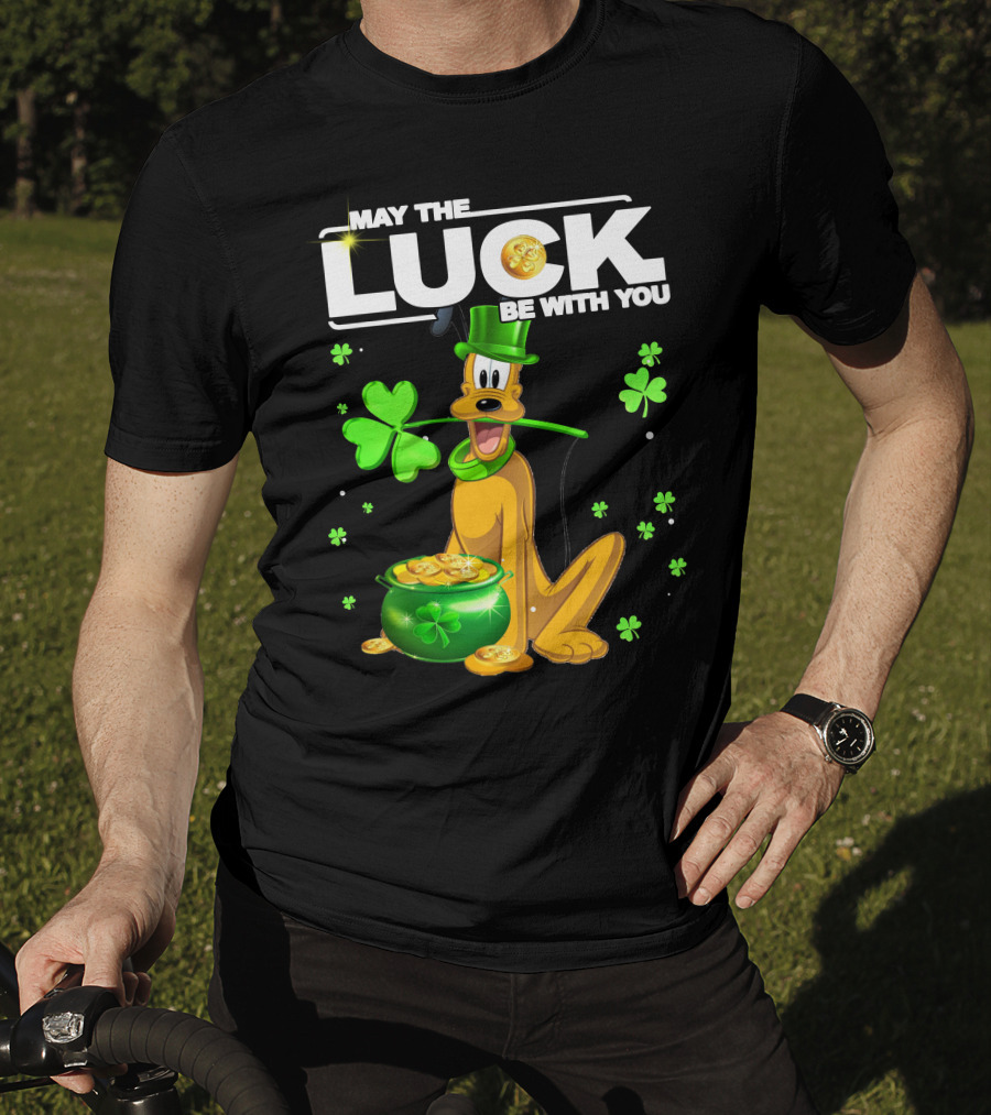 May The Luck Be With You Pluto St. Patrick's Day Coins And Shamrocks T-Shirt