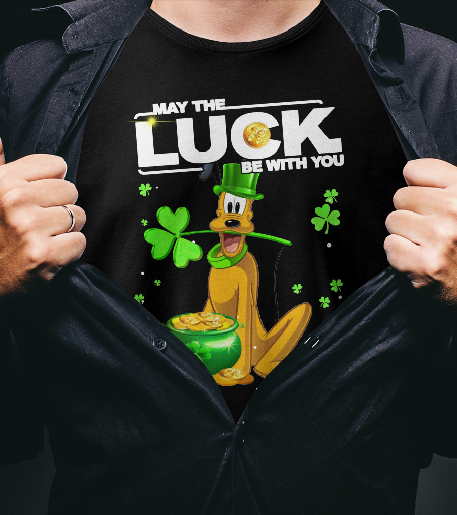 May The Luck Be With You Pluto St. Patrick's Day Coins And Shamrocks T-Shirt