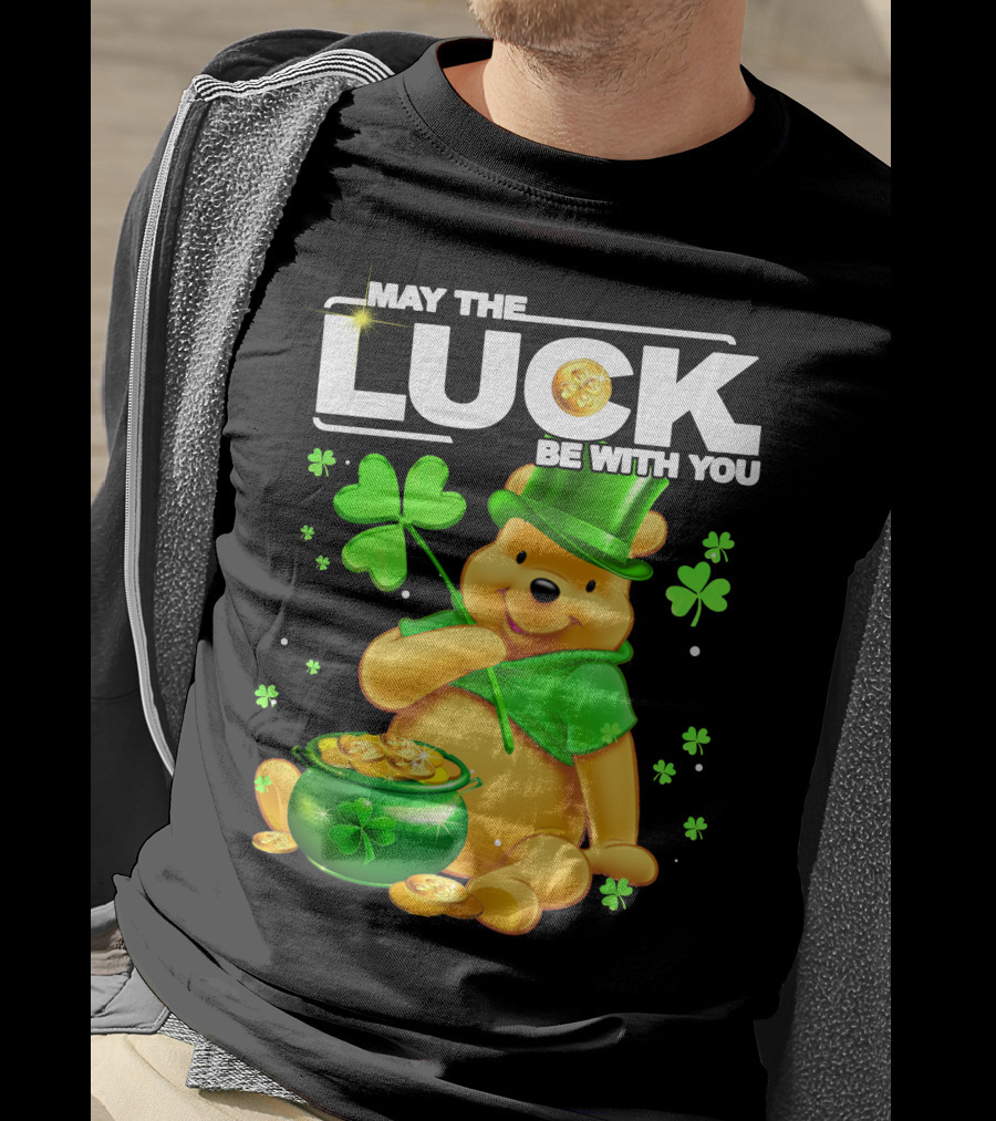 May The Luck Be With You Shamrock Pot Of Gold Bear T-Shirt