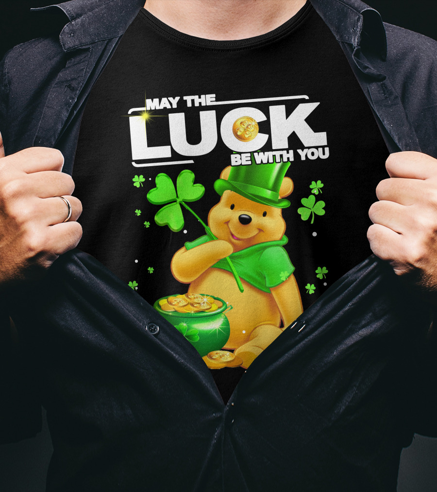May The Luck Be With You Shamrock Pot Of Gold Bear T-Shirt