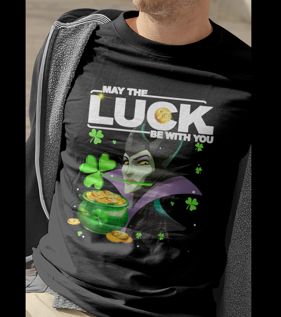 MAY THE LUCK BE WITH YOU Maleficent Shamrock Coins T-Shirt