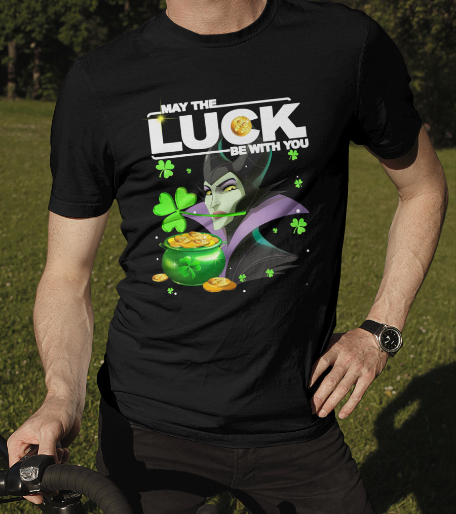 MAY THE LUCK BE WITH YOU Maleficent Shamrock Coins T-Shirt