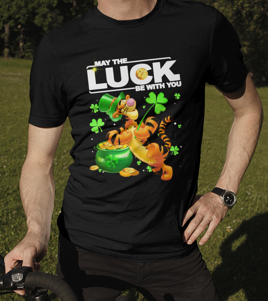 May The Luck Be With You Tigger With Pot Of Gold And Shamrocks T-Shirt