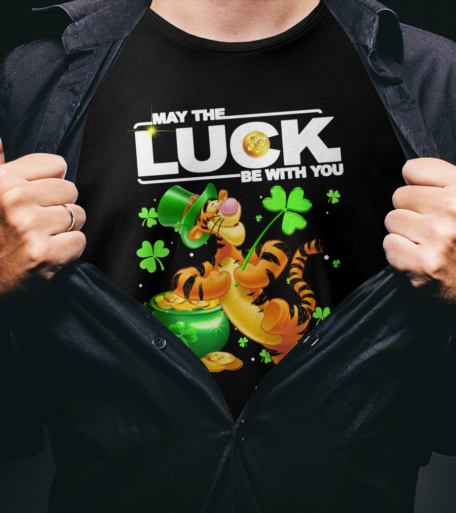 May The Luck Be With You Tigger With Pot Of Gold And Shamrocks T-Shirt
