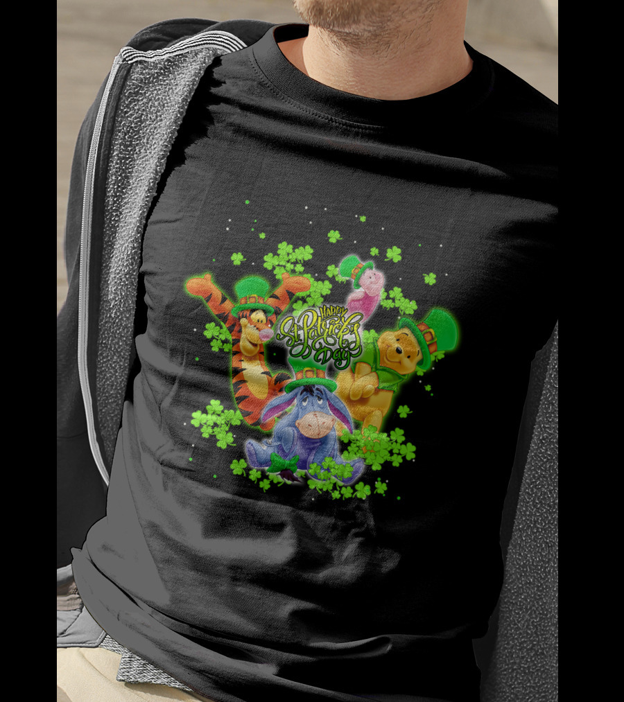 Happy St. Patrick's Day Winnie The Pooh Tigger Eeyore Piglet T-Shirt