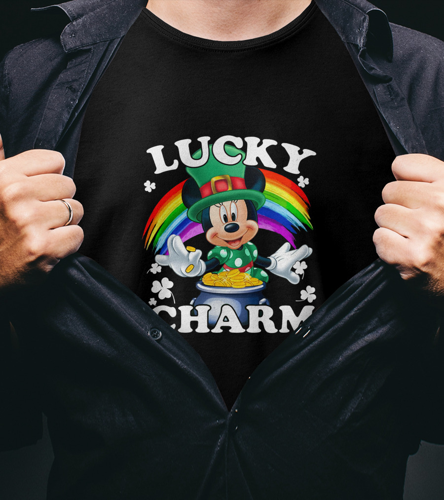 Lucky Charm Minnie Mouse Rainbow Pot Of Gold T-Shirt