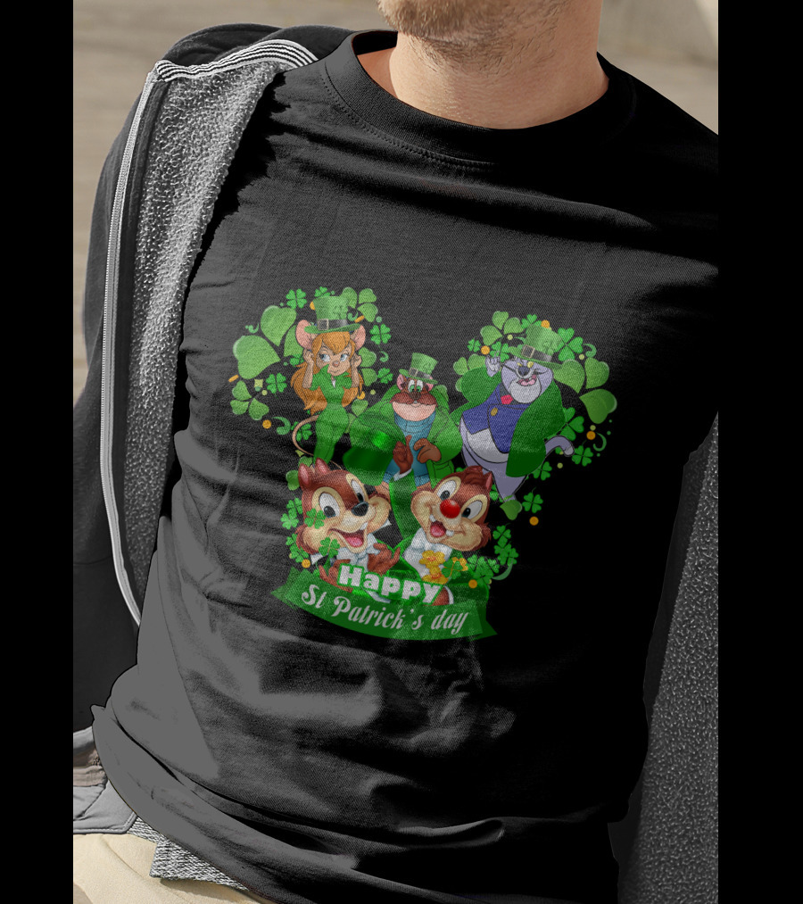Happy St Patrick's Day Chip And Dale Character T-Shirt