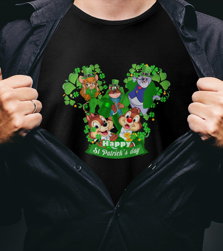 Happy St Patrick's Day Chip And Dale Character T-Shirt