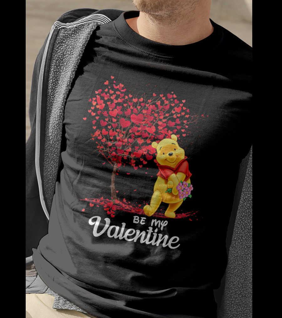 Be My Valentine Pooh Hearts And Flowers T-Shirt