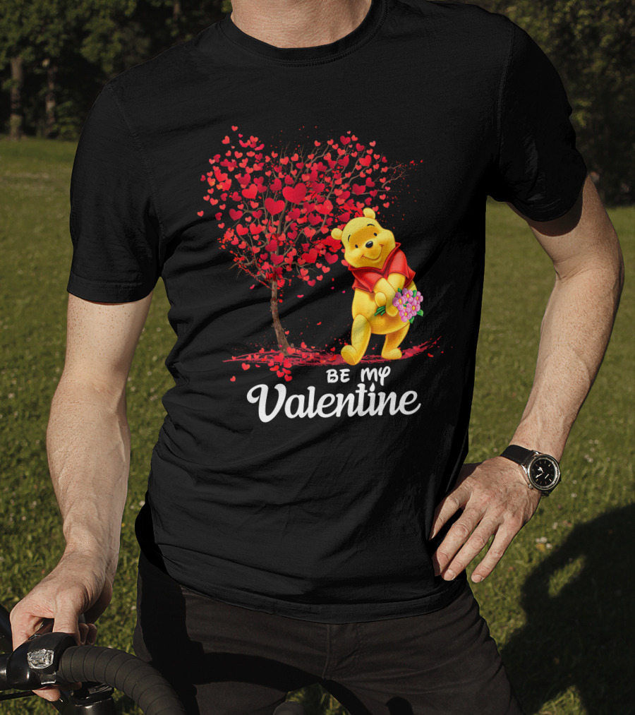 Be My Valentine Pooh Hearts And Flowers T-Shirt