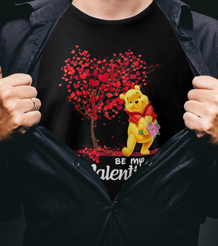 Be My Valentine Pooh Hearts And Flowers T-Shirt