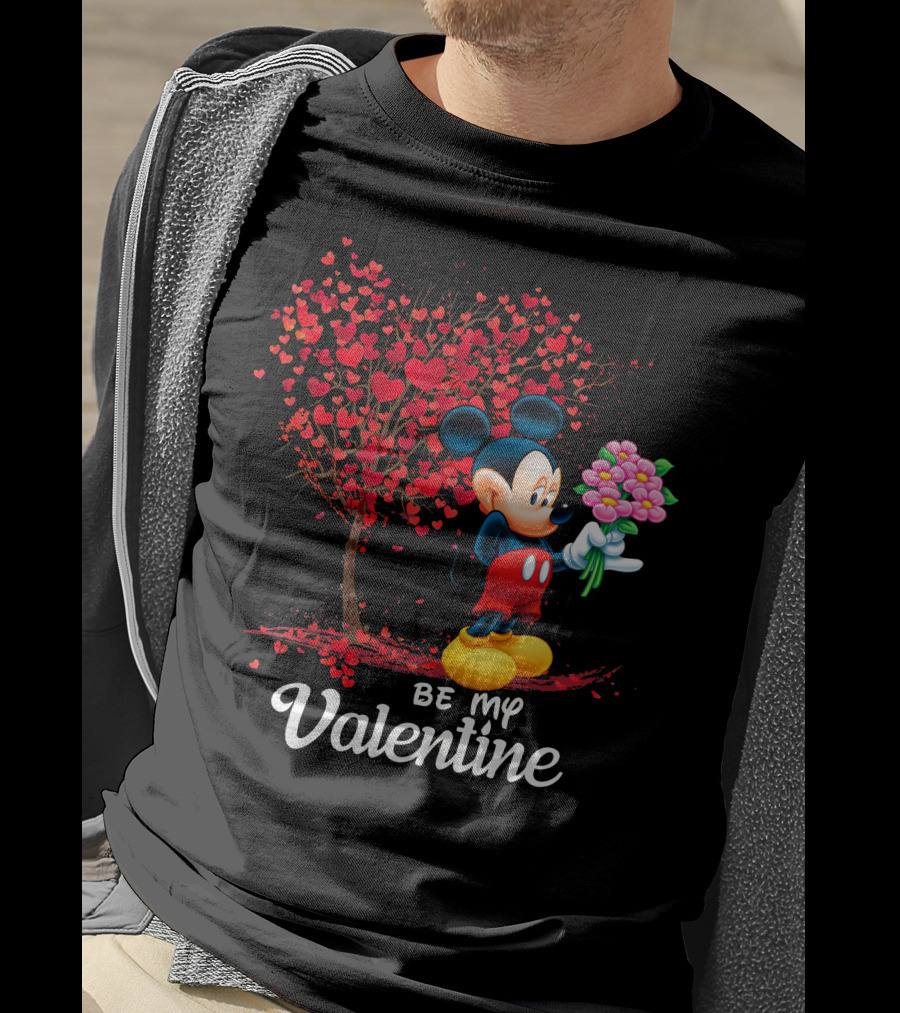 Mickey Be My Valentine Bouquet With Heart Tree T-Shirt