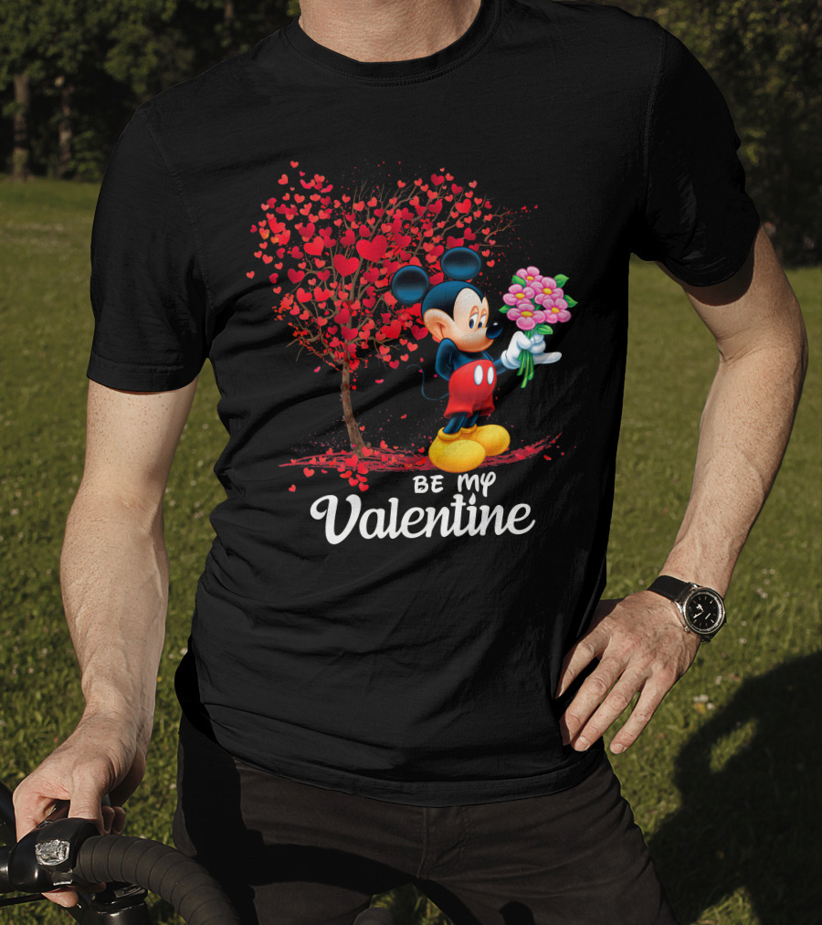 Mickey Be My Valentine Bouquet With Heart Tree T-Shirt