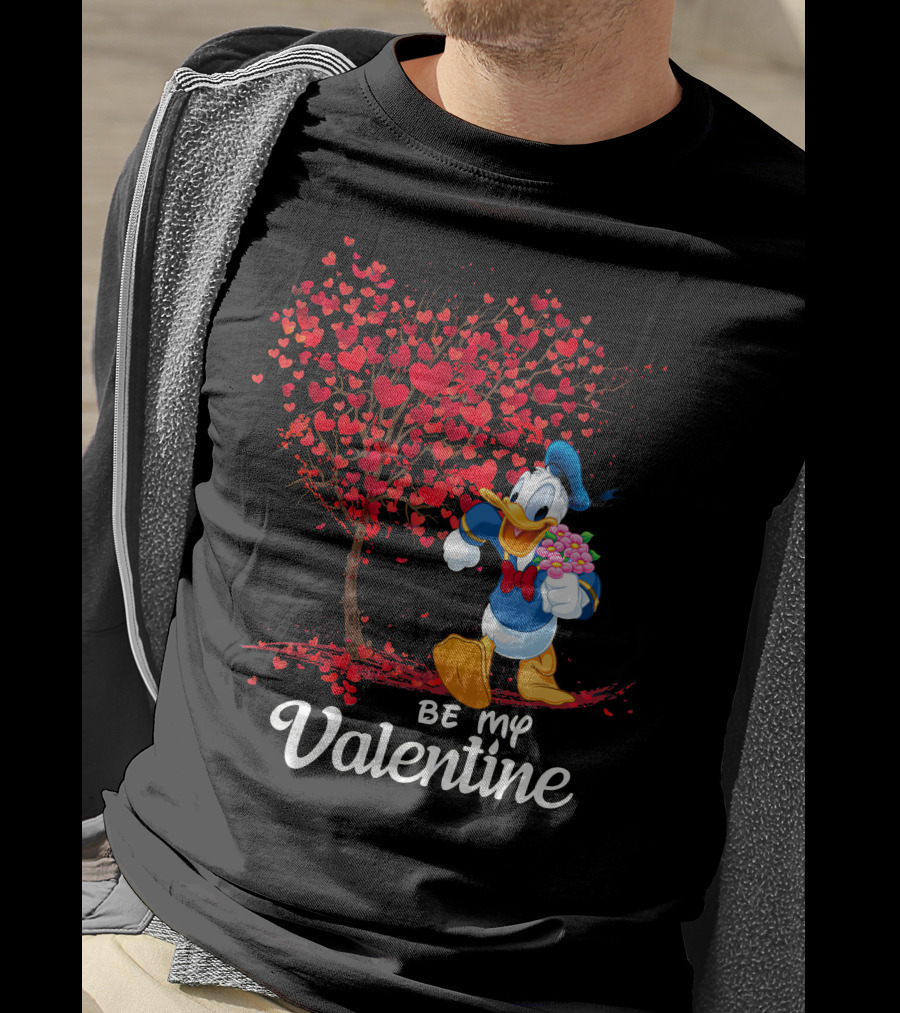 Donald Duck Be My Valentine Hearts Tree T-Shirt
