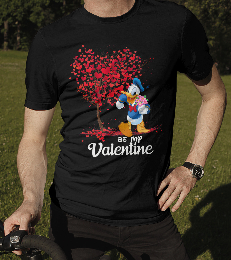 Donald Duck Be My Valentine Hearts Tree T-Shirt