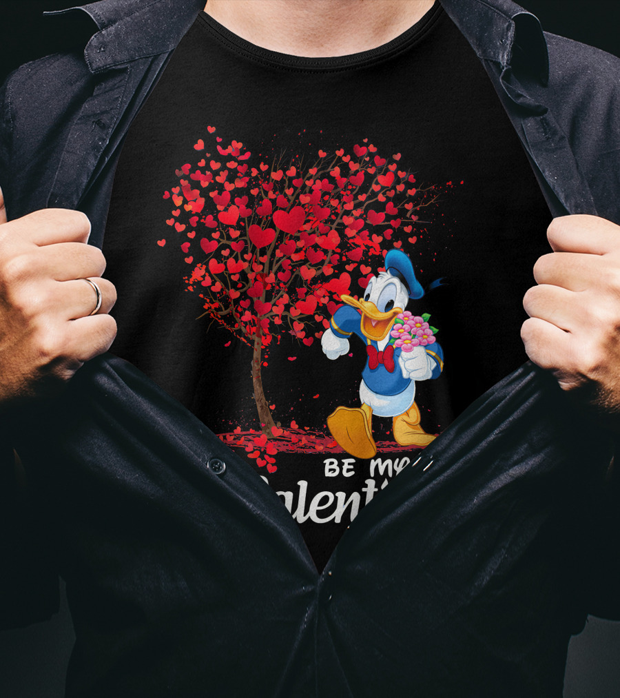 Donald Duck Be My Valentine Hearts Tree T-Shirt