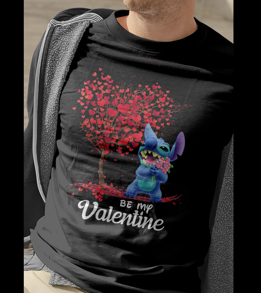 Be My Valentine Stitch Heart Tree T-Shirt