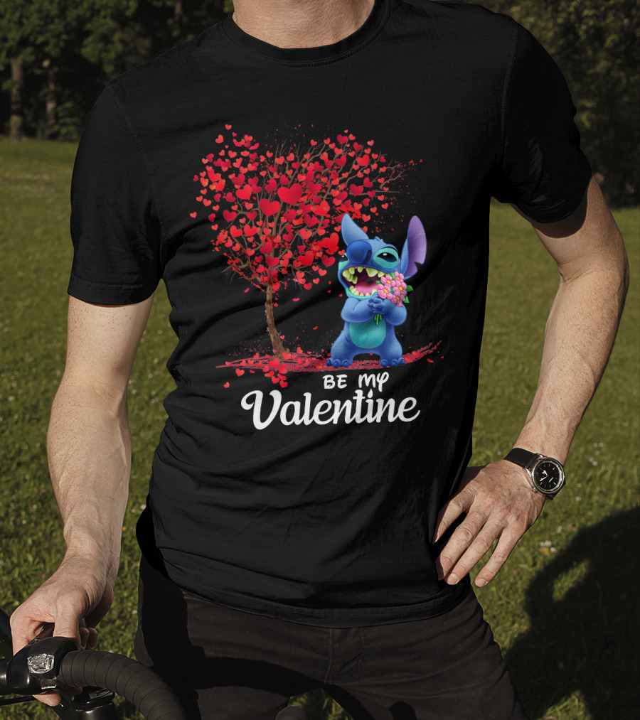 Be My Valentine Stitch Heart Tree T-Shirt